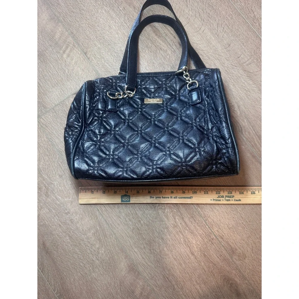 Kate Spade Satchel Womens Quilted Embossed Leather Shoulder Bag Black